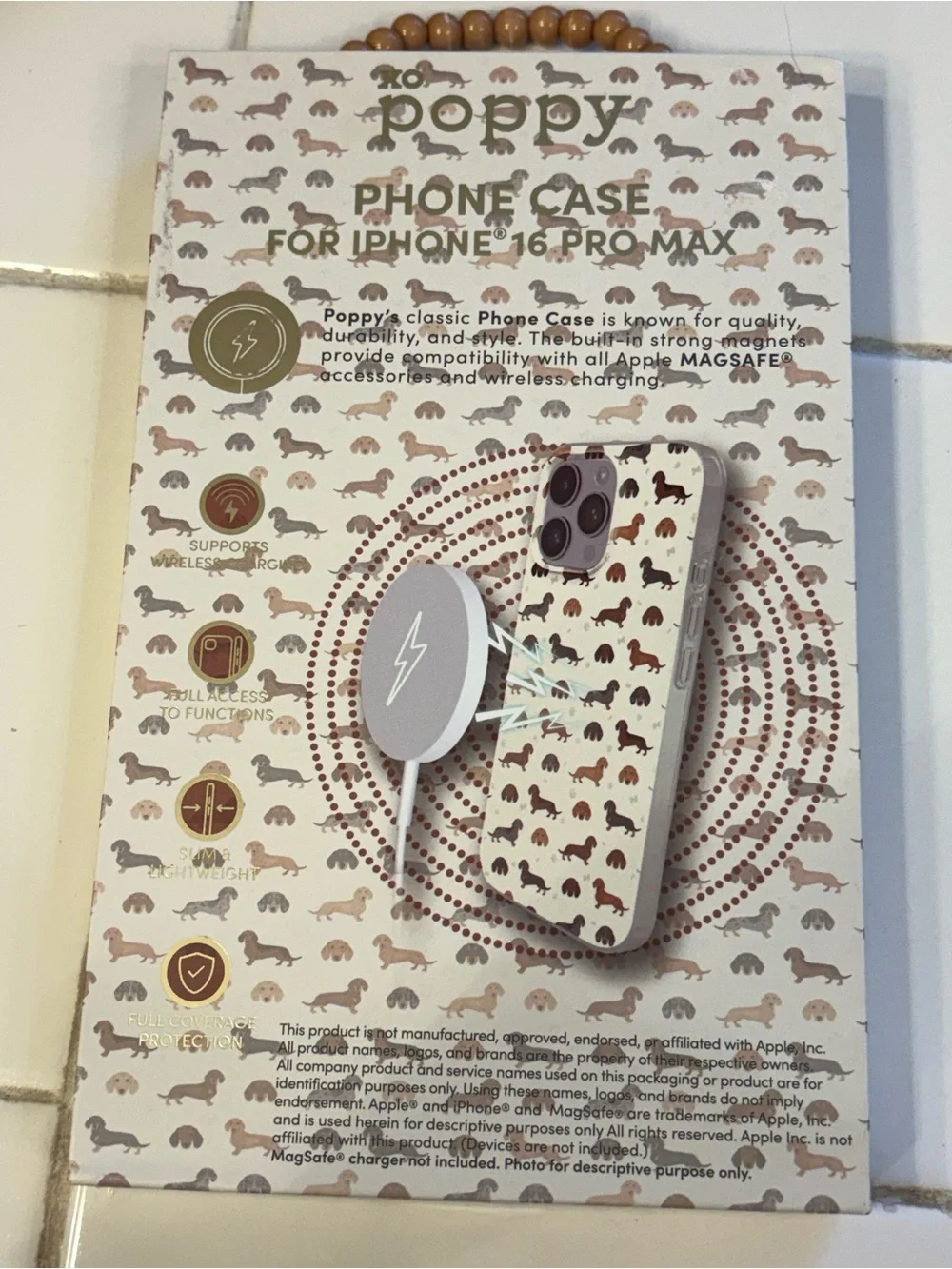 XO Poppy Dachshund iPhone 16 Pro Max Viral Phone Case. New In Box